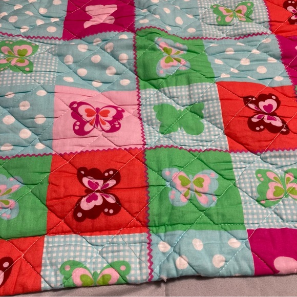 LAURA ASHLEY Quilted Standard Shams Cotton Butterflies Polka Dots Set of 2 - Picture 4 of 16